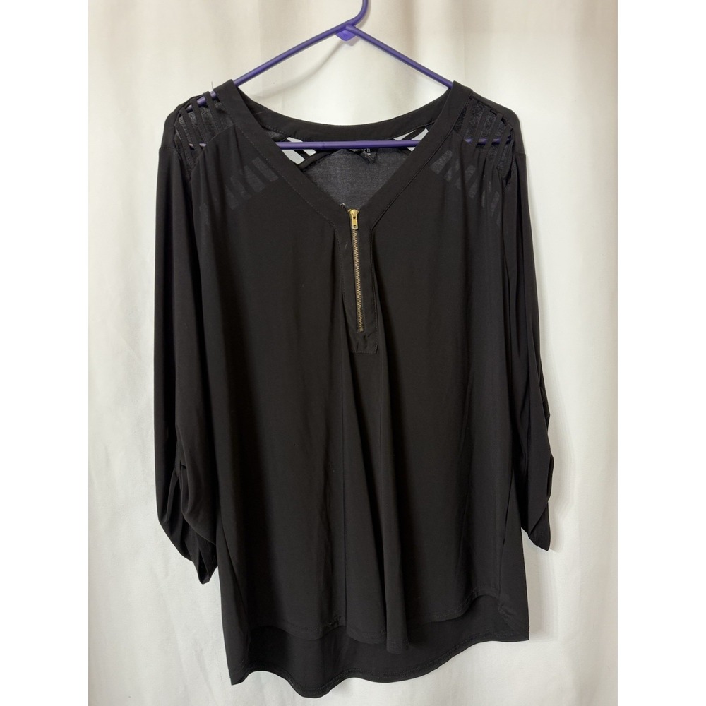 Perch By‎ Blu Pepper Woman's Blouse Size XL Black